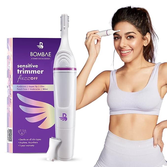Bombae 6-in-1 Sensitive Areas Trimmer for Women for Eyebrow, Face, Bikini and Underarms | 90 minute run time | Gentle Hair Remover Bombae 6-in-1 Sensitive Areas Trimmer for Women for Eyebrow, Face, Bikini and Underarms | 90 minute run time | Gentle Hair Remover